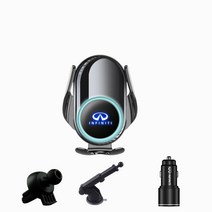 Ecool 인피니티 고속 무선 충전 핸드폰 거치대 Q50 Q60 인피니티로고 QC 3.0 시거잭 무료, Q50(14년~현재), Infinity black1