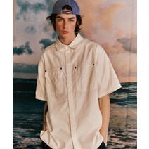 MAGOODGAN 레이버 2901 볼펜포켓 오버핏 오프화이트 반팔셔츠