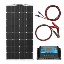 태양전지판 태양열전지판 이동식발전기 가정용 전기차 DGSUNLIGHT-100w 200w 12v 휴대용 태양 전지판 플렉, 06 100w solar system