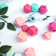 마타타 마크라메 재료 컬러 다각 나무비즈 태슬비즈/6개 묶음 1세트(15mm 20mm), 5.다각 민트(6개 묶음)