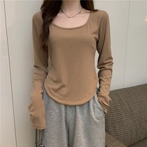 긴팔 티셔츠 이너웨어 여 가을 디자인 감각 슬림 쇼트 이너 톱