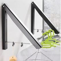 살림마녀 접이식 벽면 행거 폴딩행거 좁은공간 옷 행거, 블랙 120cm
