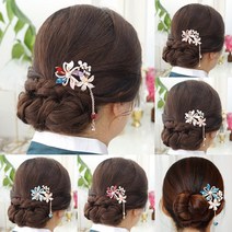 살롱드메리 윈디 한복비녀 셀프웨딩 헤어코사지 헤어핀 한복 혼주 뒤꽂이 올림머리장식