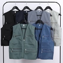 스타일도사 춘추 여름 작업조끼 배달 근무복 작업복 라이더조끼 아웃도어 등산 낚시조끼 단체 유니폼 택배 포켓 주머니, 2XL(105), 연카키