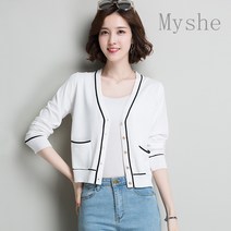 [Myshe]여름 카디건 루즈핏 여성 얇은 쇼트 아이스 카디건 PL625KS01