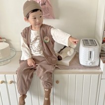 가을 조끼 티셔츠 조거팬츠 세트 무지 심플 데일리 나들이룩 남여 돌아기 유아 아동 키즈