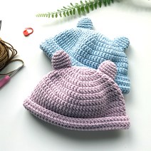 아기곰 신생아 뜨개 모자 DIY 키트 패키지, 792쥐색