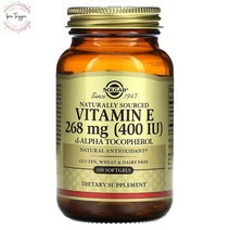 솔가 Solgar 천연원료 비타민E 268mg 400IU 젤타입 100정, 1팩