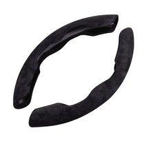 헨들커버 2pcs 스티어링 휠 커버 스웨이드 보풀 세그먼트 포드 머스탱 shelby gt 2.3t 5.0 인테리어 장식 액세서리 용 미끄럼 방지, 검은색