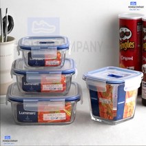 반찬통세트 유리용기 실속형 소분기 사각용기 냉장고반찬통 유리반찬용기, 루미낙 퓨어박스 정사각3호