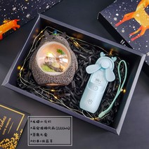 선물용 크리스마스 인테리어 소품 집들이 선물 공중도시 블럭 장난감 천공의성 라퓨타 오르골, 잠자는토토로+쁘띠쁘띠블루핸디선풍기+블랙무스선물상자