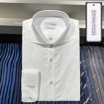 듀퐁셔츠 SE2SM22LS961SWH 컴포터블 라인 와이드 카라 화이트 솔리드 스트레치 슬림핏