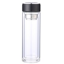 겹켜 유리제 커피 물병 컵 방열 격리된 차 여과기, black