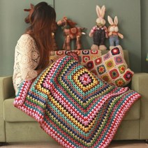 보헤미안 코바늘 삼각숄뜨기 무릎담요 블랭킷 숄 뜨기 DIY 손뜨개