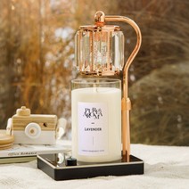 캔들백화점 롱스퀘어 크리스탈 ELSA 캔들워머+소이캔들 대용량 1000ml 대왕캔들 세트, ELSA 로즈골드블랙+라벤더
