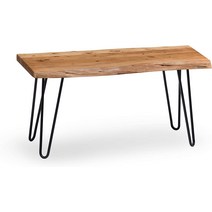 Alaterre Furniture Hairpin 내추럴 라이브 엣지 우드 메탈 91.4cm(36인치) 벤치, 01 36 Inch