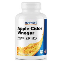 뉴트리코스트 애플사이다 비니거 사과식초 500mg 캡슐 240캡슐 1서빙 500mg 240회분 Apple Cider Vinegar Capsules [240 CAPS], 1병