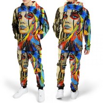빅사이즈 화려한 패턴 후드티 조거 트레이닝 복 세트 특이한 디자인 중딩 츄리닝 중국부자룩