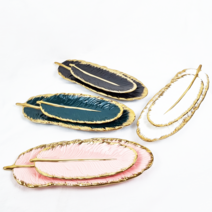 깃털 트레이 세라믹 주얼리 보석함 선반 악세사리 보관, 화이트