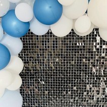 포토존 생일 웨딩 사진 베이비 샤워 장식 스팽글 쉬머 벽 배경 패널 실버 개 강아지포토존, 026 mirror black+S
