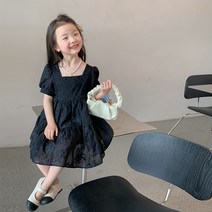 에모베베 키즈 프린세스 원피스 여름 드레스 어린이 오건사 자카드 블랙 스커트