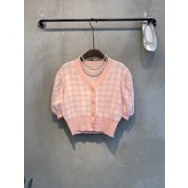 씨샵인더룸 / 서렌더 배색 체크 반팔 가디건 2color