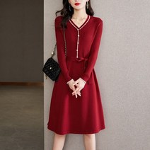 에이탑 온스타일러 리앤 투톤라인 플레어 니트원피스