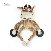 강아지 장난감 인형 동물 애완동물 장난감 곰 소 새 개 끽끽 소리가 나는 강아지 씹기 제품 576dEA8b2, 02 light brown cow
