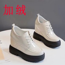 여자 워커힐 가죽 패션 얇은 신발 흰색 작은 Hanfu 여성의 강화 슈퍼 내부 특허 하이힐 새로운 겨울 12CM
