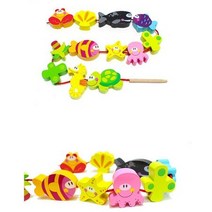 유아용 원목 블록 실꿰기 (해양) 실꿰기완구 수업교재 소근육