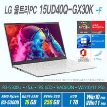 LG 울트라 PC 15UD40Q-GX30K +Win10 Pro / Win11 Pro 선택포함, WIN10 Pro, 16GB, 1281GB, AMD RYZEN 5300U, 화이트