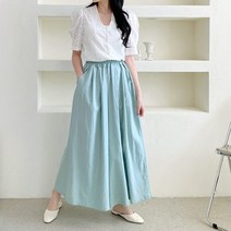 [바보사랑] 여자 봄 여름 데일리 심플 주름 밴딩 치마 바지[옷자락]
