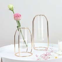 헤어숍 인테리어 꽃꽂이 실린더꽃병 실험병 드라이플라워 소품 실린더화병, 골드 롱