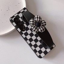 사은품/갤럭시 Z폴드4 Z폴드3 꽃 인형 장식 핸드 그립 가죽 밴드 스트랩 보드 체크 패턴 하드 범퍼 핸드폰 케이스