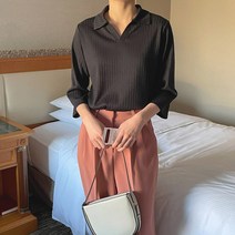 레이디플러스 1192-네온 빅사이즈 여자 브이넥 카라 7부 골지티