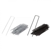 농사용 부직포 제초매트 고정핀 잡초매트 멀칭핀 50 팩 아연 도금 강철 정원 말뚝 U 자형 울타리 못 인공 잔디 녹 방지 Sod 핀, black