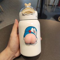 만화 코기 텀블러 컵 뚜껑 이중 벽 진공 보온병 절연 여행 커피 머그잔 뜨거운 차가운 음료, [01] 350ML, [01] Type 1