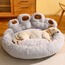 강아지 매트 라운드 대형 애완 동물 고양이 집 플러스 벨벳 깊은 수면 따뜻한 곰 발 모양 중형 침대에 대한 슈퍼 소프트 쿠션, 3.grey - XL