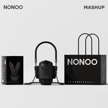 대용량텀블러 빨대 손잡이 보온 보냉 스텐 텀블러 NONOO 보온병 컵 Hey Too 커피 여학생 하이 루킹, 1. 컵 커버가 있는 블랙 래빗 스트랩 토트백