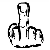 도발 주먹 손가락 스티커 자동차 재미있는 반사 데칼, 블랙, 1개