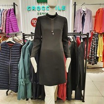 크로커다일레이디 샤트렌 가성비 좋은 프릴넥 슬림핏 H라인 블랙 원피스 뉴코아 인천점