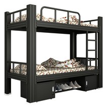 이층침대 2층침대 조립식 레트로 자취방 가정용 기숙, 기타블랙2000x900보드+패드+침대아래수납장
