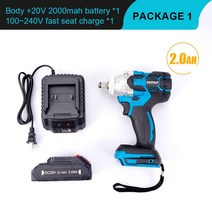 전동공구 브러시리스 무선 전기 임팩트 렌치 18V 520Nm 마끼다 배터리용 충전식 1/2 소켓 및 3000mAh 배터리, [03] UK, [04] 2.0A 1 battery, 04 2.0A 1 battery_03 UK