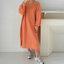 H스타일 (OP)와플왕퍼프박스롱원피스