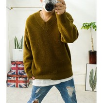 파스텔 컬러 부들부들 브이넥 앙고라니트 오버핏 커플니트
