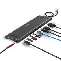 12IN1 USB 멀티 포트 허브 C타입 PD 썬더볼트3 HDMI 노트북 맥북, 12IN1 USB 썬더볼트 멀티허브_실버