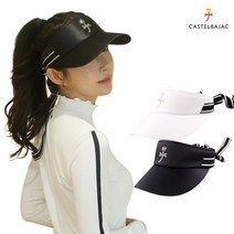 까스텔바작 여성 골프 보석 자수 로고 리본 썬캡 모자 CWC703, CWC703 화이트 썬캡