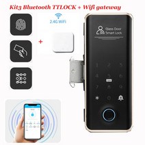 디지털 키 지문 유리문 도어락TTLOCK 원격 잠금 장치 유리 도어 용 스마트 나무 문 동적 코드 자동 디지털, 03 Kit3_05 Type E