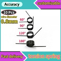 인장스프링 스텐인장스프링 금형 10 Pcs 와이어 직경 0.8mm 3/6/9 코일 스프링 스틸 V-스프링 비틀림 작은 머리핀 180/120/90/60 학위, 7.2mm(9 laps ), 0.8mm(60 degrees)_10mm(10pcs)