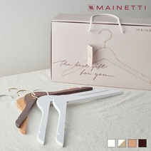 메이네티 원목 옷걸이 기프트세트 (옷걸이 10P+기프트카드+박스 SET) 38cm, White